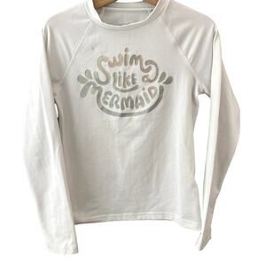 Cat & Jack Swim Like a Mermaid Long Sleeve Rashguard White Iridescent Small 6/6X